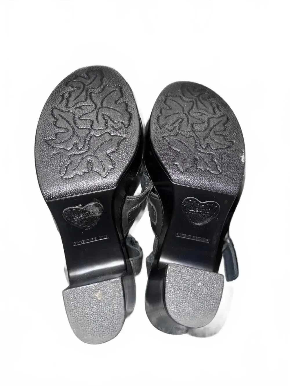 Born Black Leather Platform Heeled Sandals Size 8 / 39